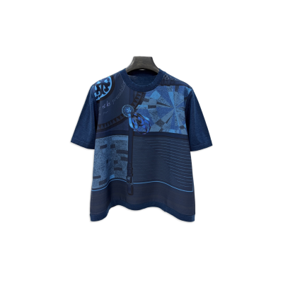 HERMES COLORIAGES DE JOUR SHORT-SLEEVE TWILLAINE SWEATER H5H2811DHI534